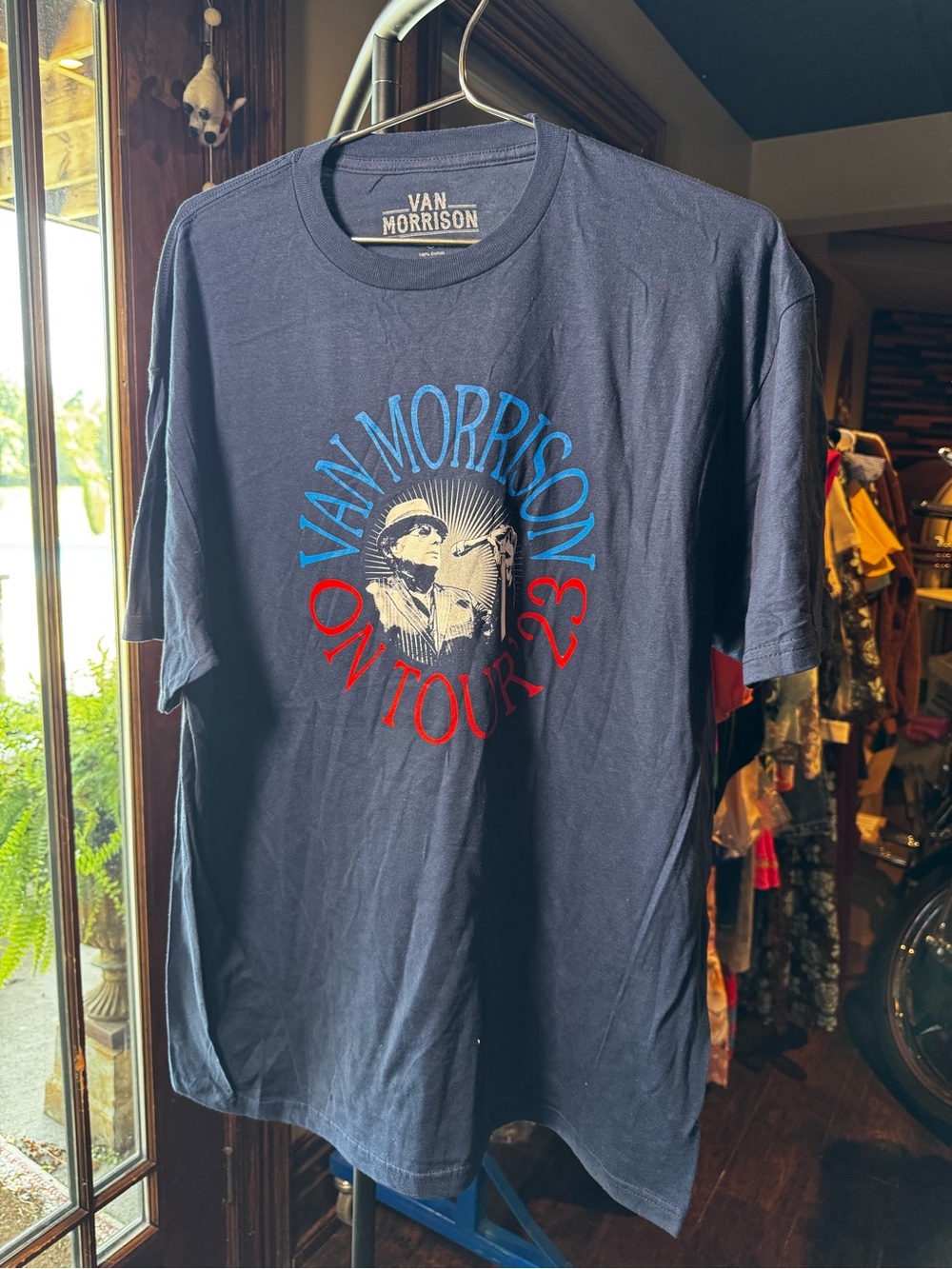 NWOT Van Morrison On Tour '23 Navy Blue Graphic T Shirt Size XL